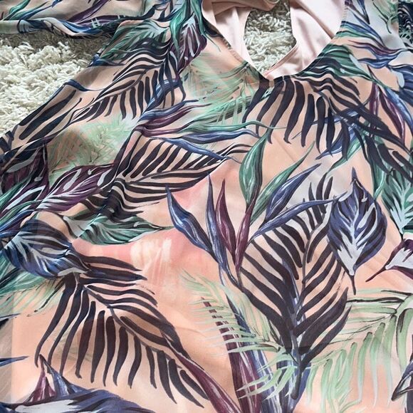 SHOW ME YOUR MUMU DONNA MICHELLE TUNIC IN PALM Women’s Size Small Peach Tropical - Picture 12 of 12